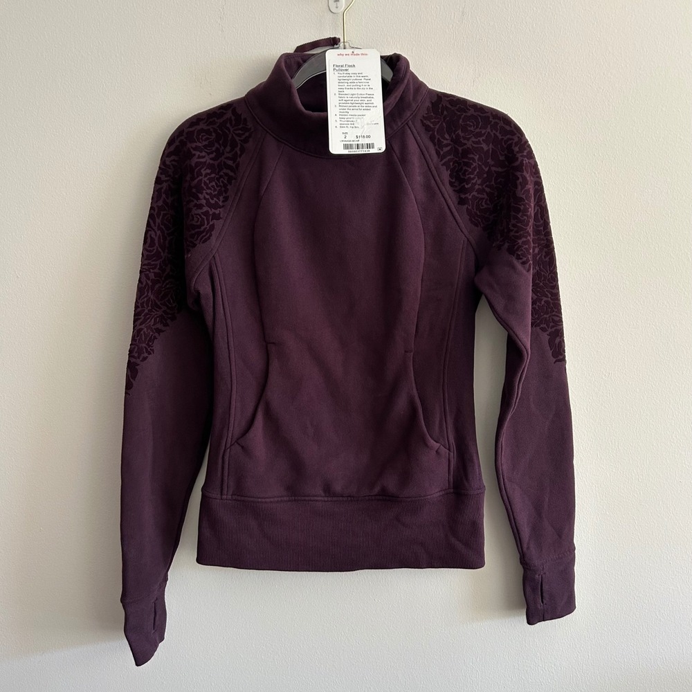 Lululemon Floral Flock Pullover Purple Size 2 NEW